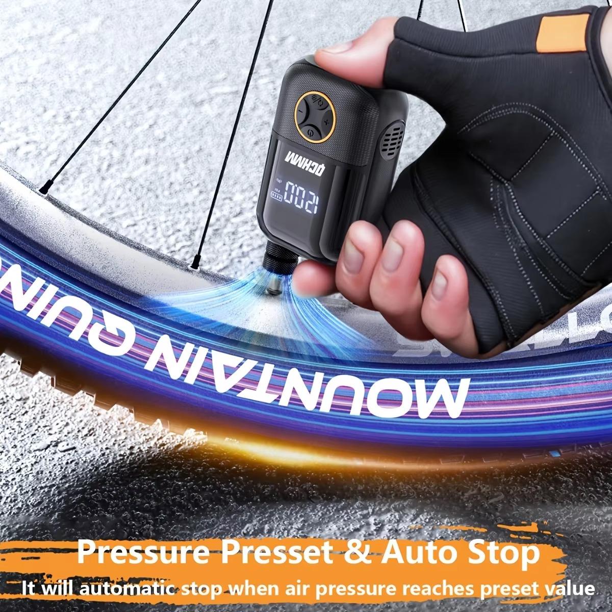 Bicycle Pump, New Style Ultra Small 150 PSI Bike Air Pump, With Digital LCD Pressure Gauge, Type-C Rechargeable Battery for Bike