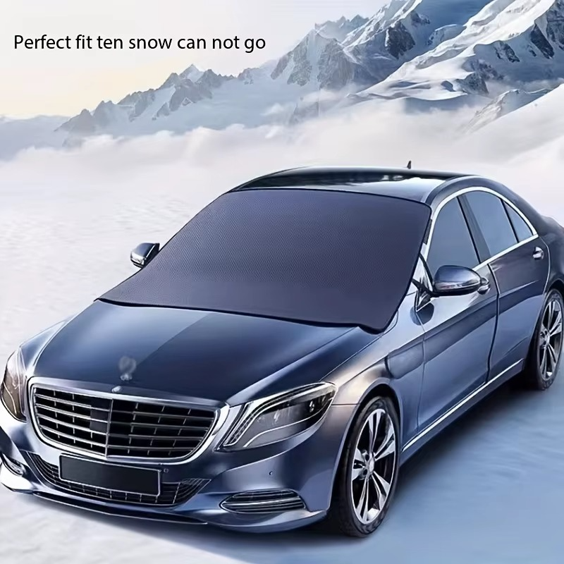 Universal all-weather car windshield cover – snow, frost, and sun protection, durable Oxford fabric, fits most vehicles.