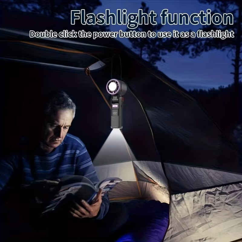 Travel Cooling Fan Outdoor Cooling Fan Digital Display Compact Design Lightweight Fan Travel Fan USB Powered with Lighting