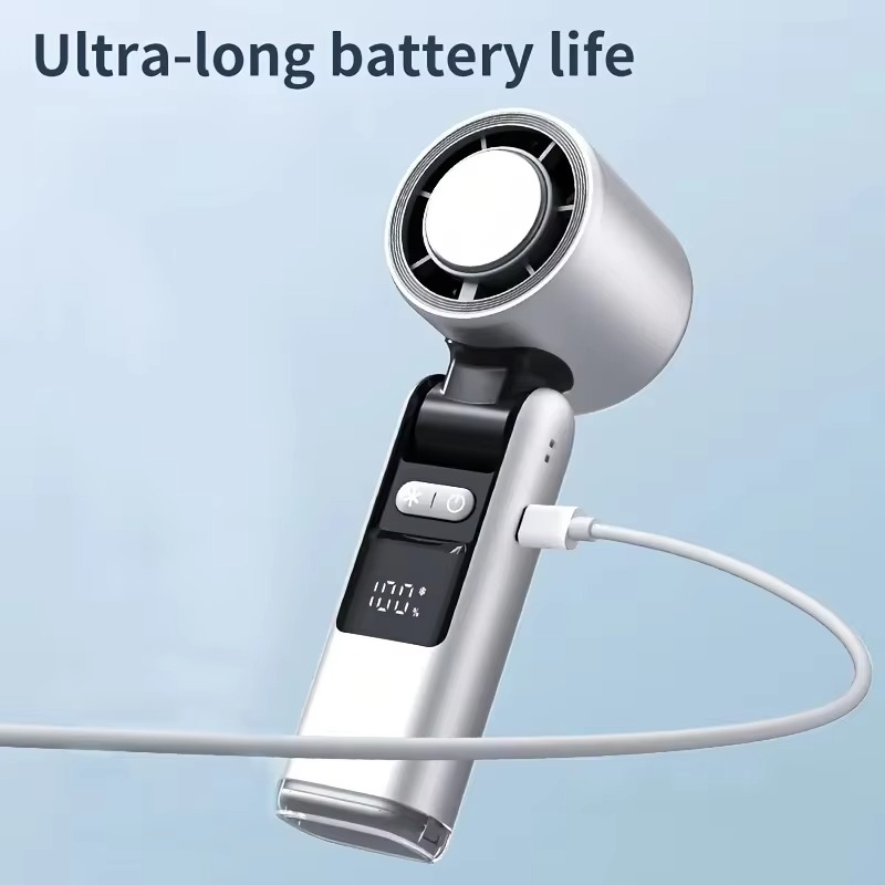 Travel Cooling Fan Outdoor Cooling Fan Digital Display Compact Design Lightweight Fan Travel Fan USB Powered with Lighting