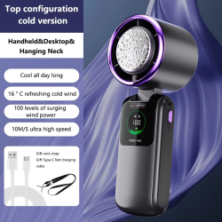 Xiaomi Portable Air Cooling Turbos Handheld Fan 100-Speed Adjustable Refrigeration Cooler 4000mAh LED Display USB Rechargeable