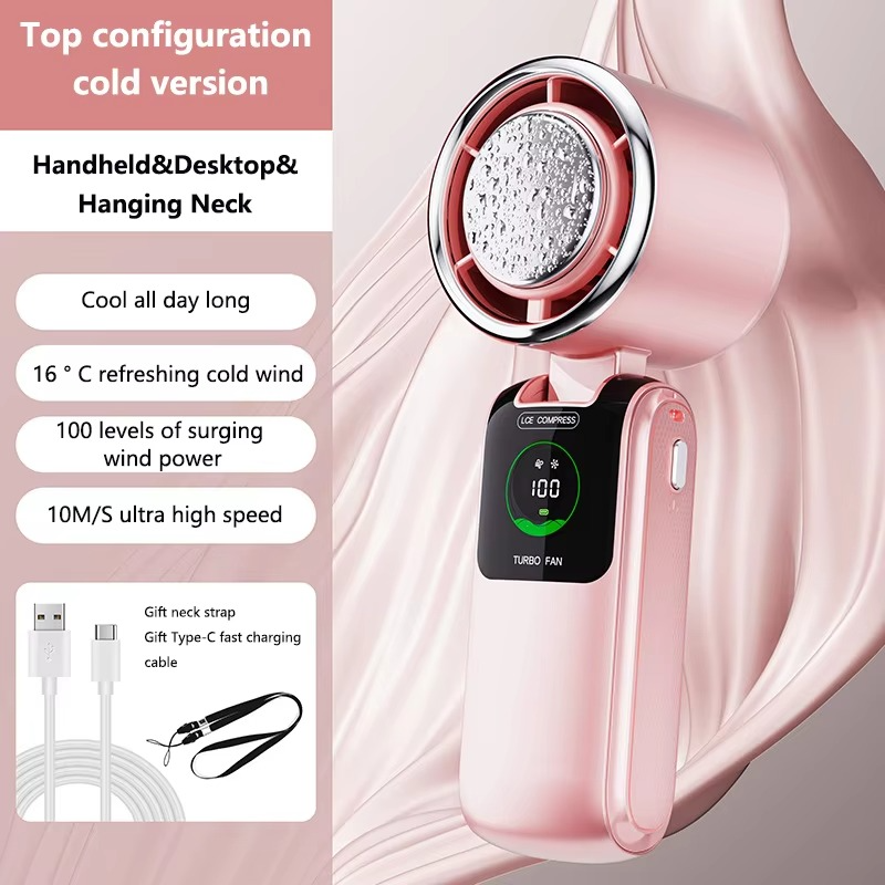 Xiaomi Portable Air Cooling Turbos Handheld Fan 100-Speed Adjustable Refrigeration Cooler 4000mAh LED Display USB Rechargeable