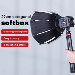 MiNi Speedlite Portable 30cm Foldable Octagonal Softbox Quick Pack Light Box with Mini Mount for COB Video Light