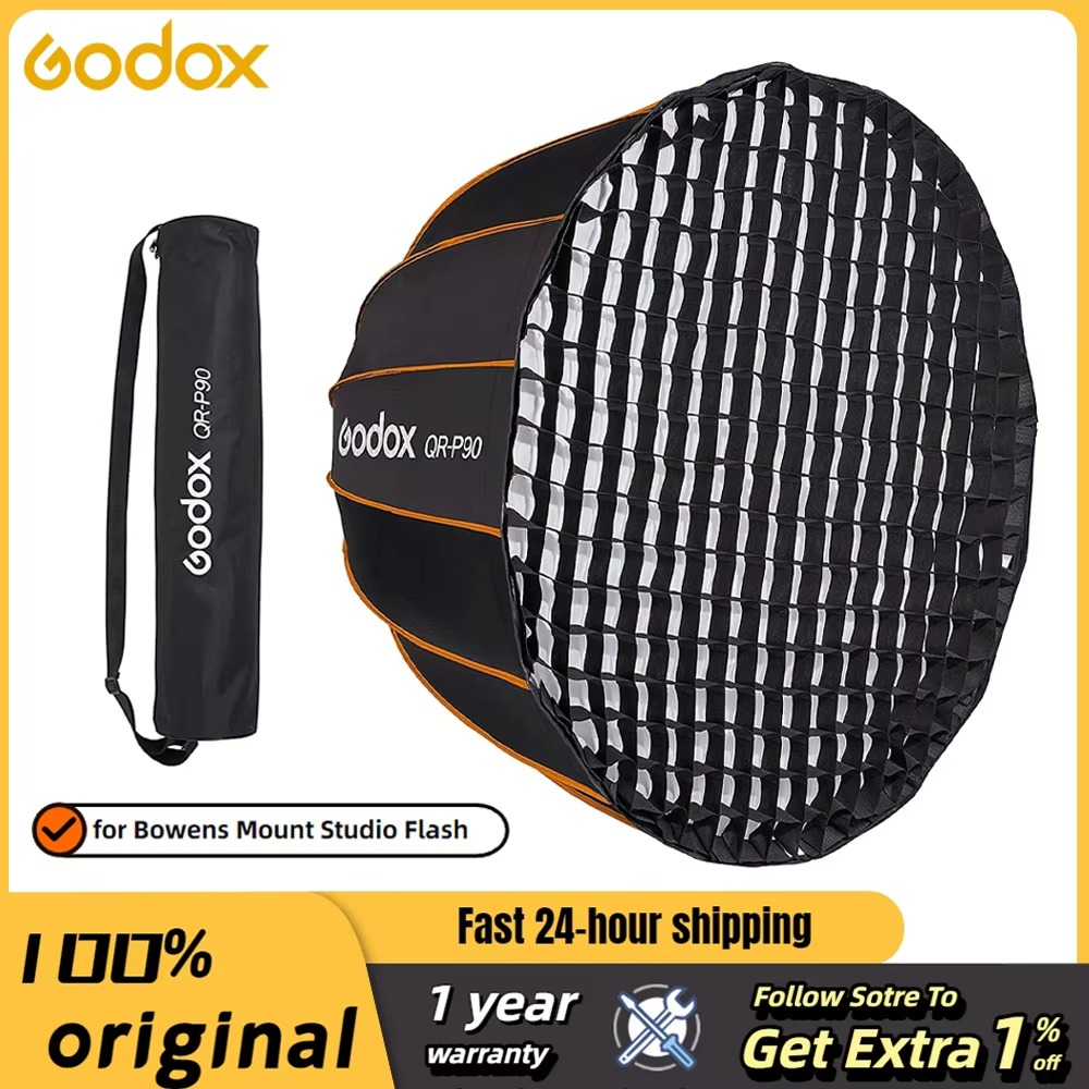 Godox QR-P70 70CM QR-P90 90CM QR-P120 12CM Quickly Release Parabolic Deep Softbox Honeycomb Grid for Bowens Mount Studio Flash