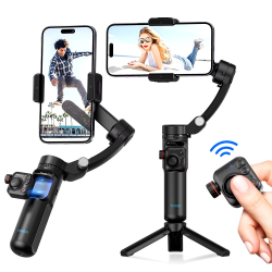 Handheld 3-Axis Gimbal Phone Holder Anti Shake Video Record with Selfie Tripod Stabilizer for iPhone & Android Smartphone