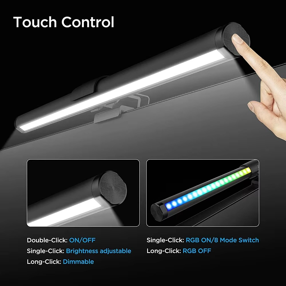 LED Monitor Light Bar Monitor Desk Lamp with RGB Backlight Music Rhythm Ambiance Table Lamp PC Screen Light for Home Office/Game