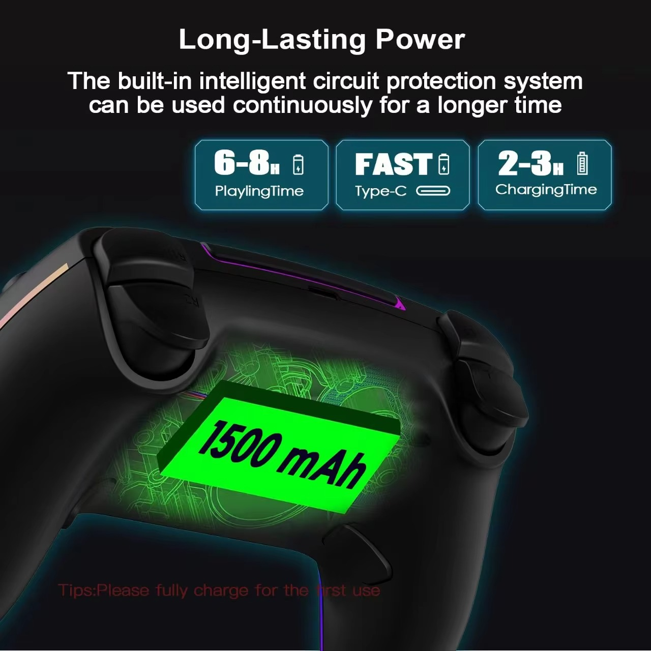Wireless gamepad for PS5/PS4 with vibrating somatosensory function with back button