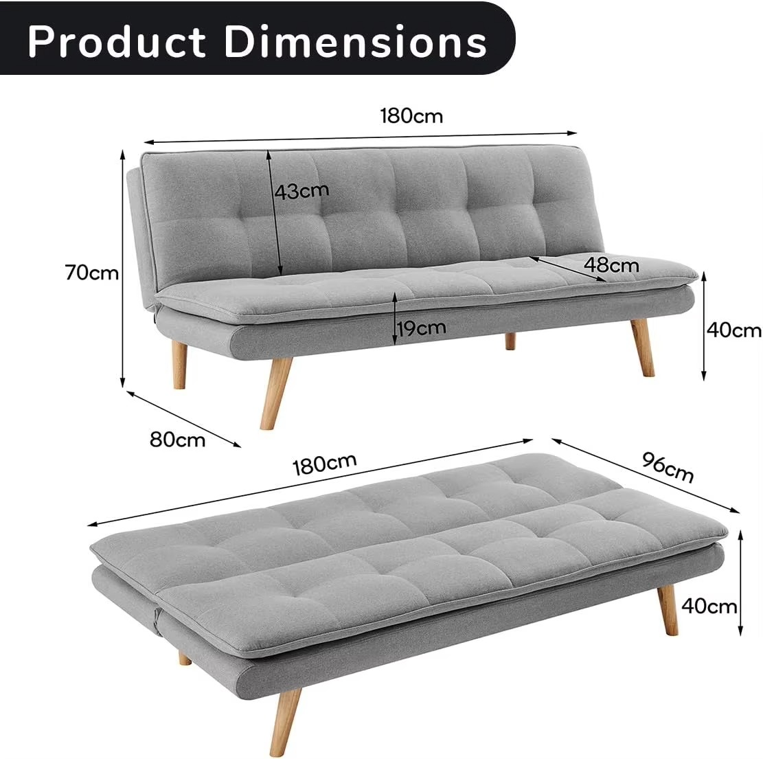 Seater Sofa Bed Lounge Couch Furniture Home Linen Fabric Light Grey sofa dobrável sofa inchable koltuk takım