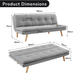 Seater Sofa Bed Lounge Couch Furniture Home Linen Fabric Light Grey sofa dobrável sofa inchable koltuk takım