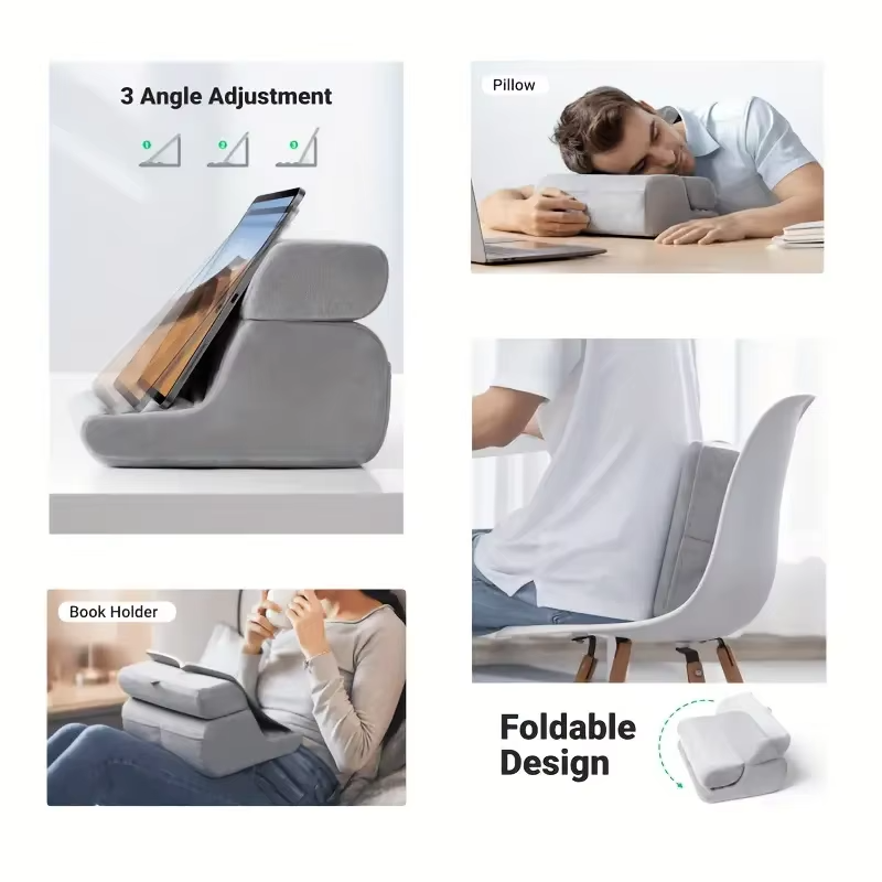 1 iPad stand, tablet stand, phone stand, adjustable tablet reading pad for bed and sofa, home and office accessories