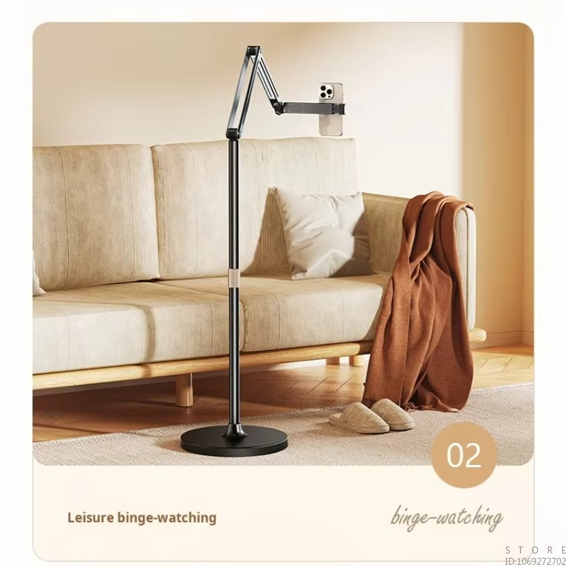 Long Floor Stand for IPad Tablet Phones 360 Rotate Sturdy Aluminum Alloy Mobile Phone Holders for 4~11.9 Inch Tablets and Phones