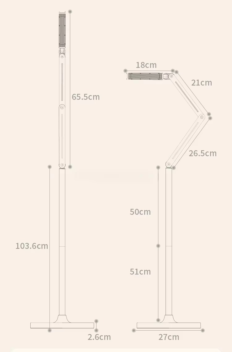 Long Floor Stand for IPad Tablet Phones 360 Rotate Sturdy Aluminum Alloy Mobile Phone Holders for 4~11.9 Inch Tablets and Phones