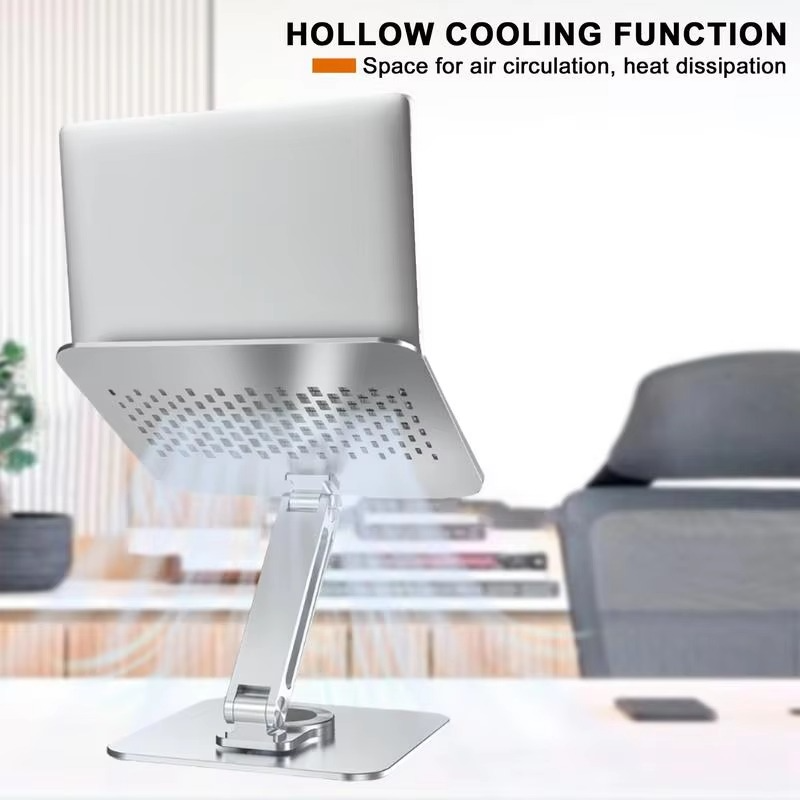 360 Degree Rotatable Aluminum Alloy Laptop Stand Foldable Computer Stand Laptop Riser Holder Cooling Base For 10 -17 In Laptops