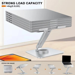 360 Degree Rotatable Aluminum Alloy Laptop Stand Foldable Computer Stand Laptop Riser Holder Cooling Base For 10 -17 In Laptops