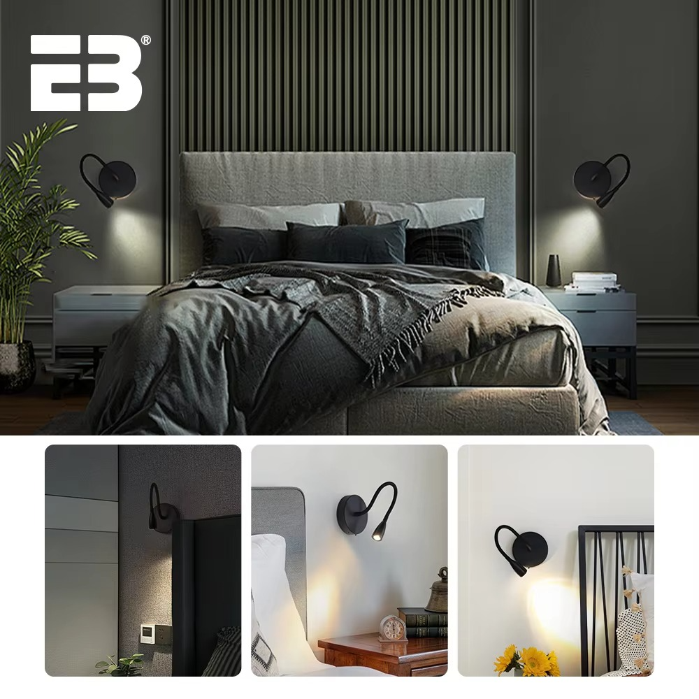 Wireless LED wall sconce with 4400mAh rechargeable battery, USB charging, flexible tube, and dimming control. Perfect for bedside, reading, or ambient lighting. Stylish black finish, portable design, and eye-friendly light for any room in your home or of