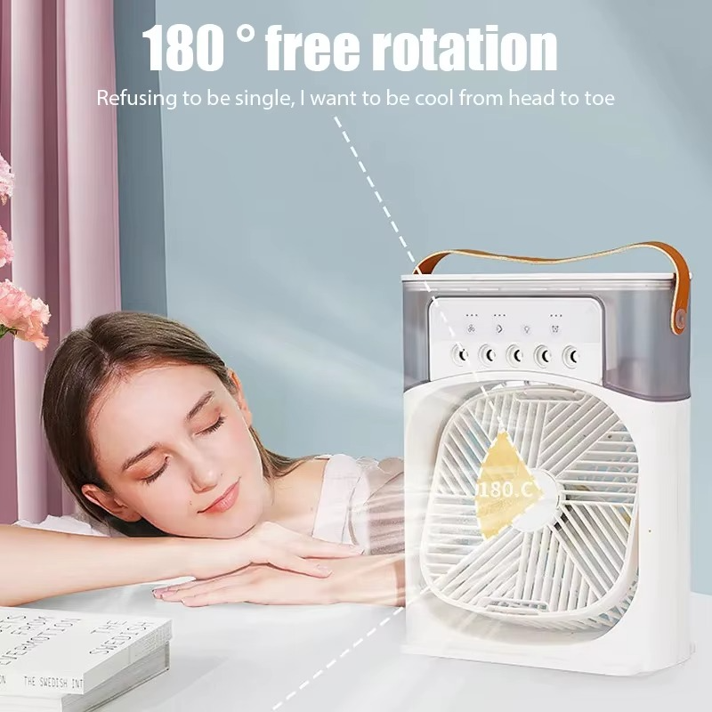 3 In 1 Summer Cooling Fan Portable Desktop Humidifier USB Mini Air Conditioners Night Light Water Mist For Home Or Office
