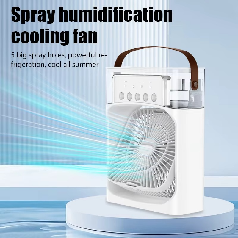3 In 1 Summer Cooling Fan Portable Desktop Humidifier USB Mini Air Conditioners Night Light Water Mist For Home Or Office