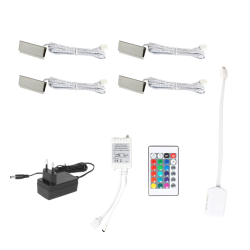 LED Clip On Glass Shelf Lighting Under Cabinet Night Lights Kit for Glass Edge Shelf with Remote Control (6 Lights, RGB)