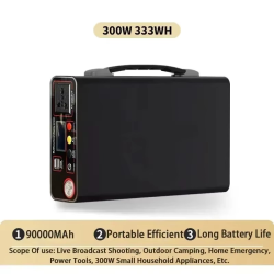 300W 220V Portable Power Station 333Wh 90000mAh Power Bank Solar Generator LiFePO4 Battery Outdoor Camping Backup Power Supply