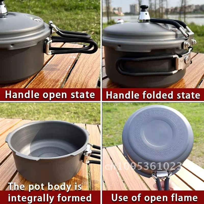 Portable 80kpa Outdoor Pressure Cooker Hiking Mountaineering Plateau Folding Pressure 1.8L Mini Cooker Cookware Camping