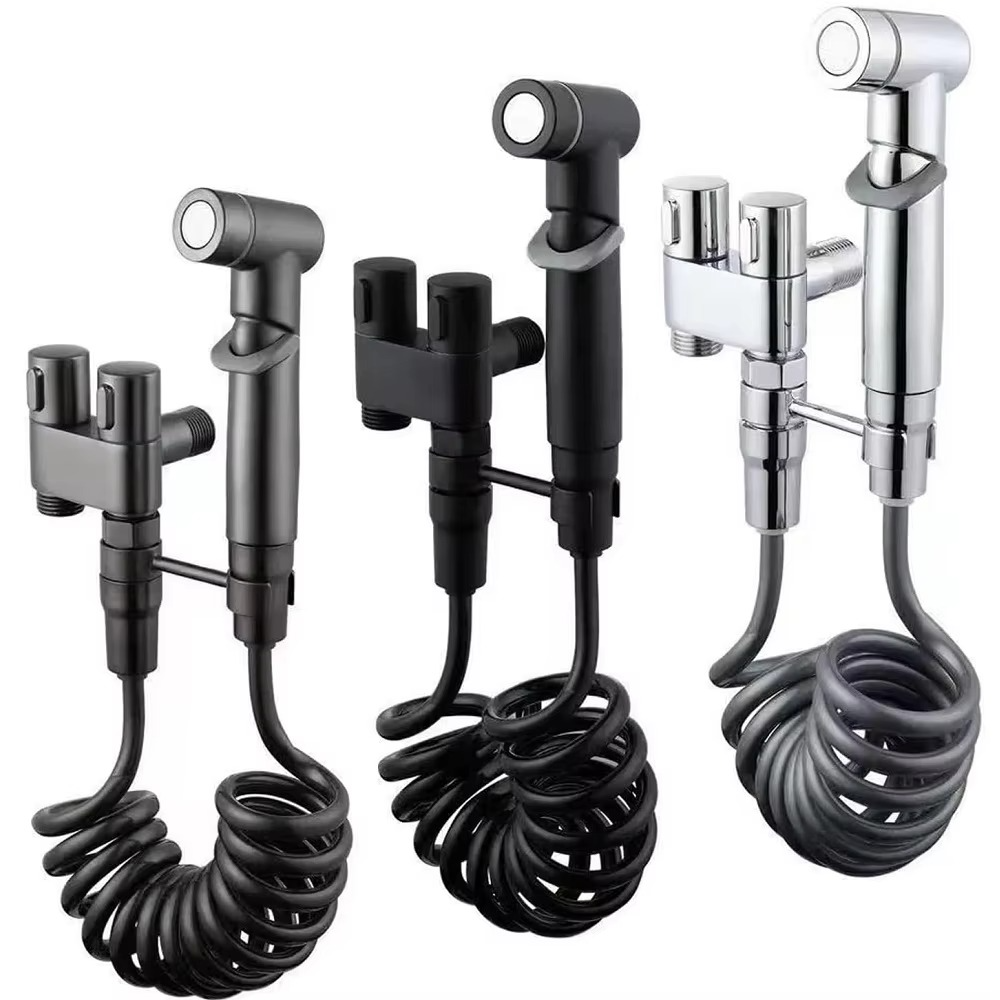 Stainless Steel Hand-held Bidet Sprayer Set with Dual Mode Nozzle - Perfect for Bathroom Cleaning and Toilet Flushing