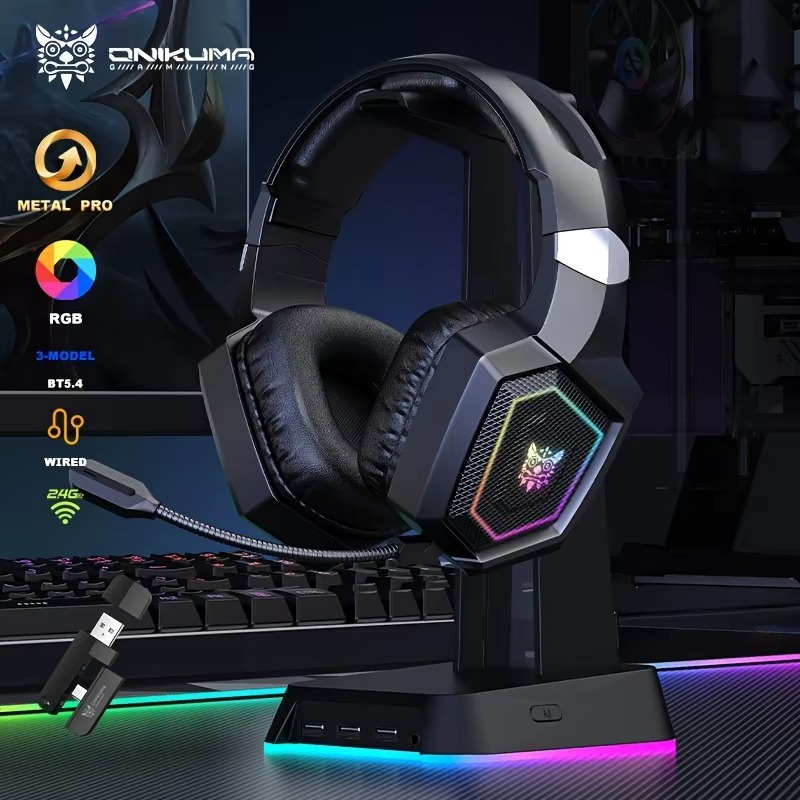 Onikuma GT806 Wireless Three Mode E-Sports Gaming Headset Detachable Microphone Gaming Headphones Bluetooth 5.3 / 2.4G / AUX