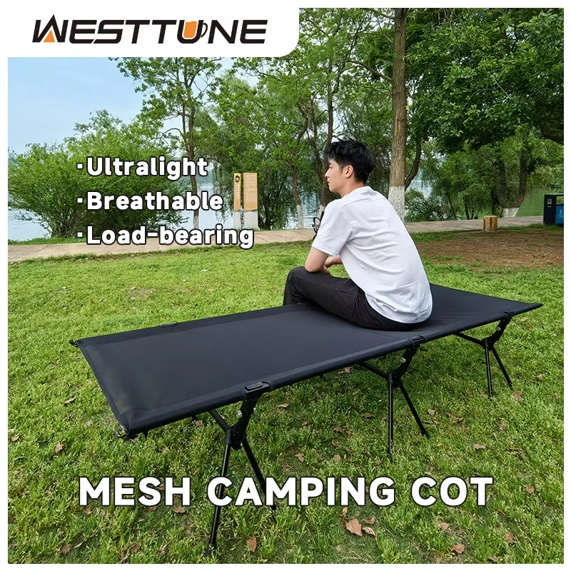 WESTTUNE Mesh Camping Bed Ultralight Durable Travel Tent Cot Folding Backpacking Cot for Camping Hiking Travel Home Sleeping Bed