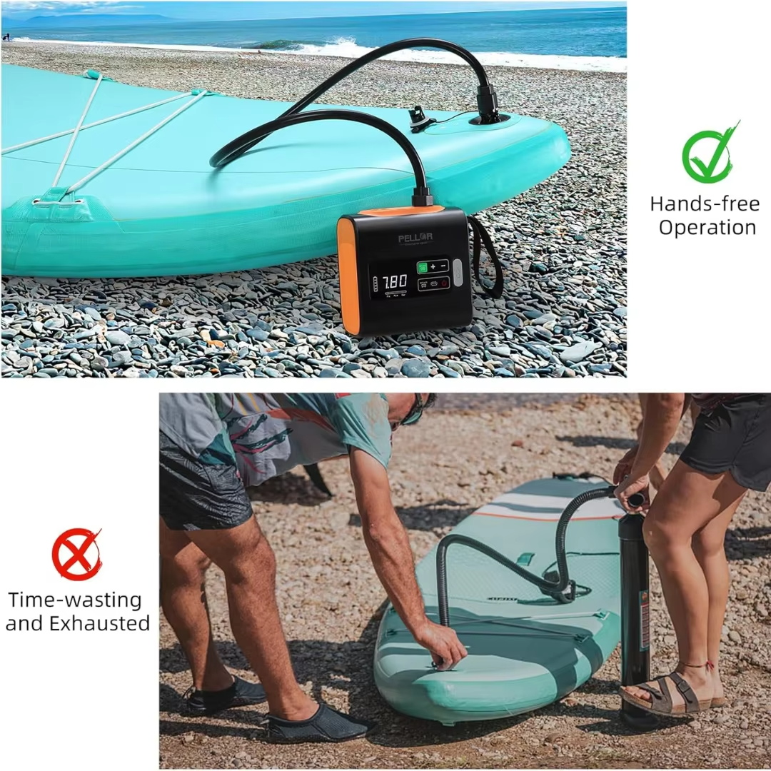 WESTTUNE Outdoor Wireless Air Pump Portable Electric MINI Inflatable Pumps with Inflatable Deflate for Beds Mats Swimming Ring