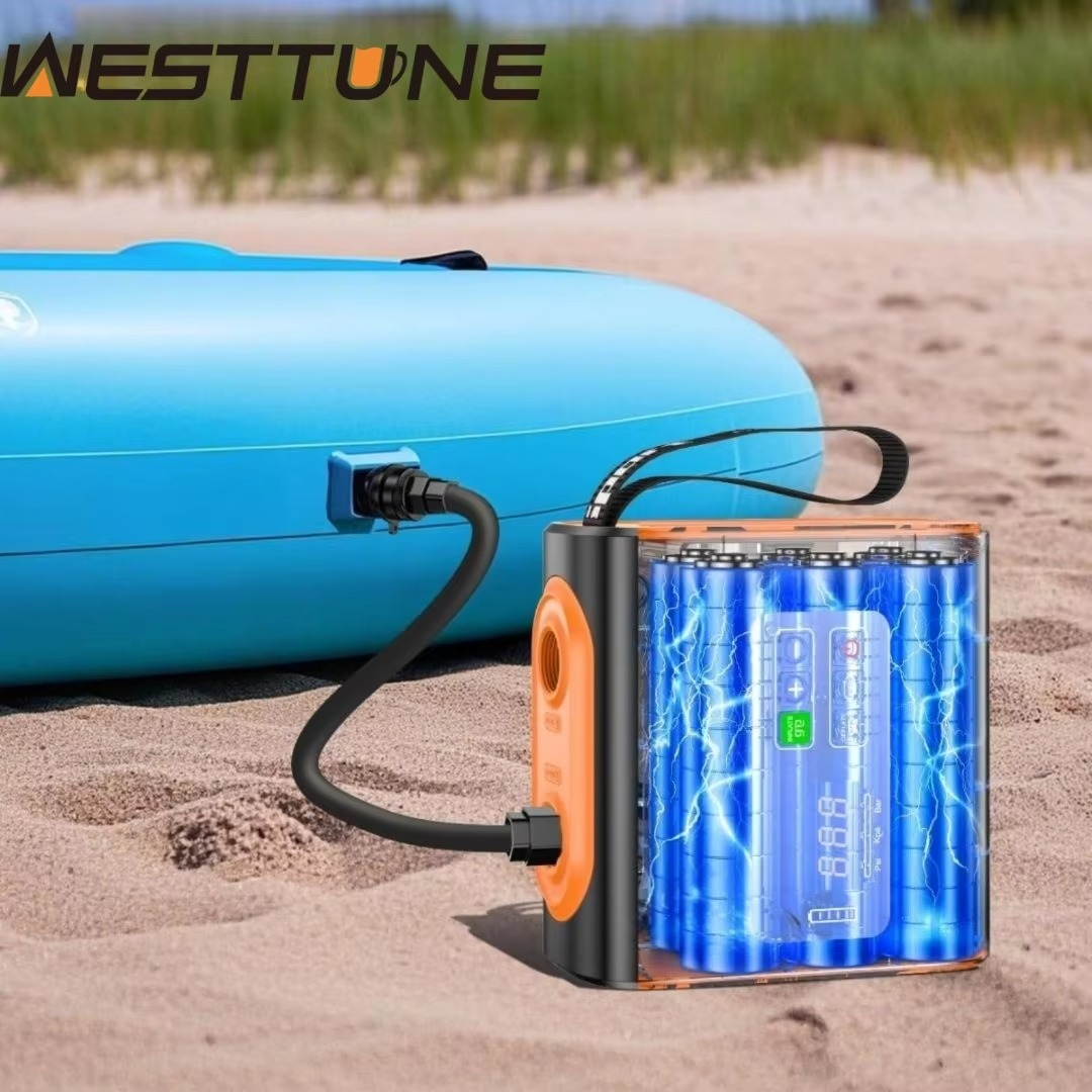 WESTTUNE Outdoor Wireless Air Pump Portable Electric MINI Inflatable Pumps with Inflatable Deflate for Beds Mats Swimming Ring