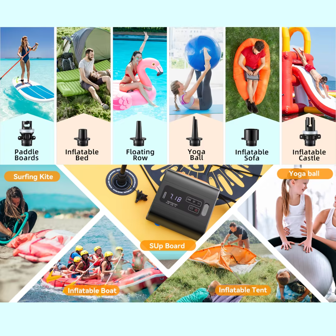 WESTTUNE Outdoor Wireless Air Pump Portable Electric MINI Inflatable Pumps with Inflatable Deflate for Beds Mats Swimming Ring