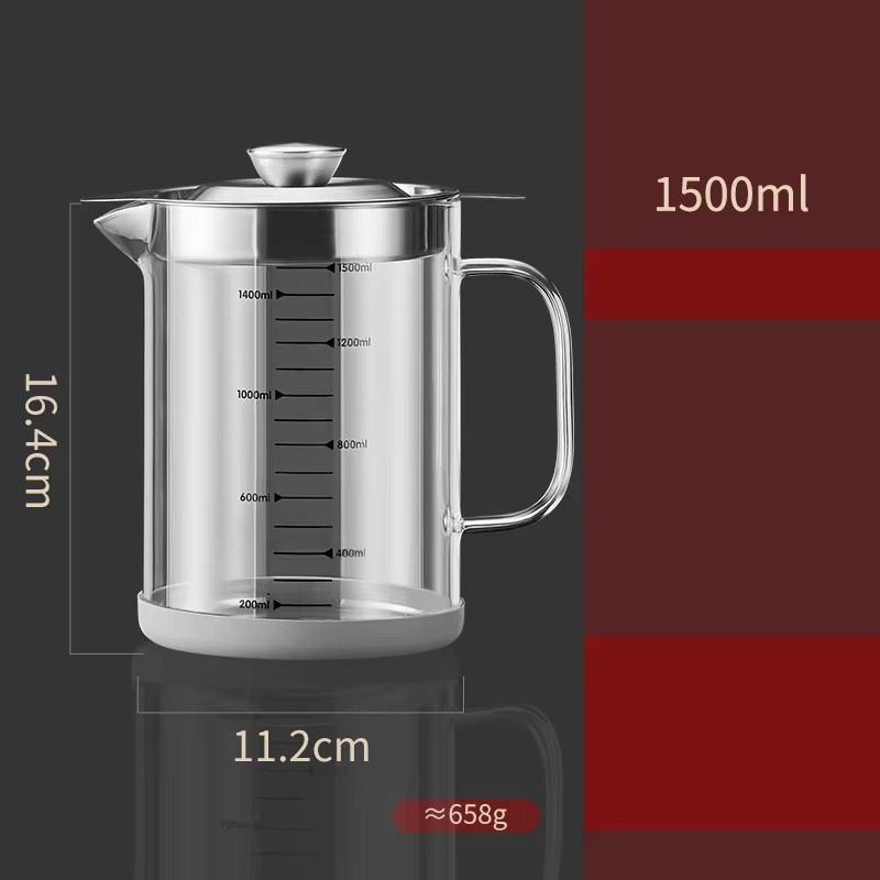 GIANXI Glass Oil Filter Kitchen Seasoning Tank Oil Tank Impurity Separator Fine Mesh Oil Filter Container Cooking Tools