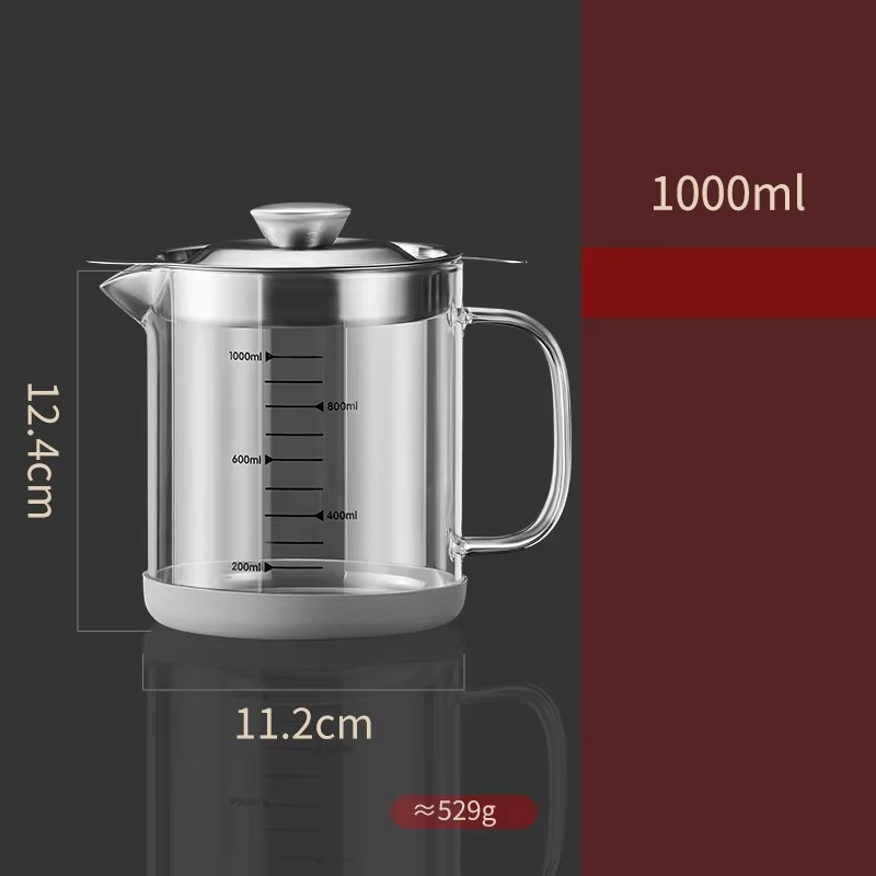 GIANXI Glass Oil Filter Kitchen Seasoning Tank Oil Tank Impurity Separator Fine Mesh Oil Filter Container Cooking Tools