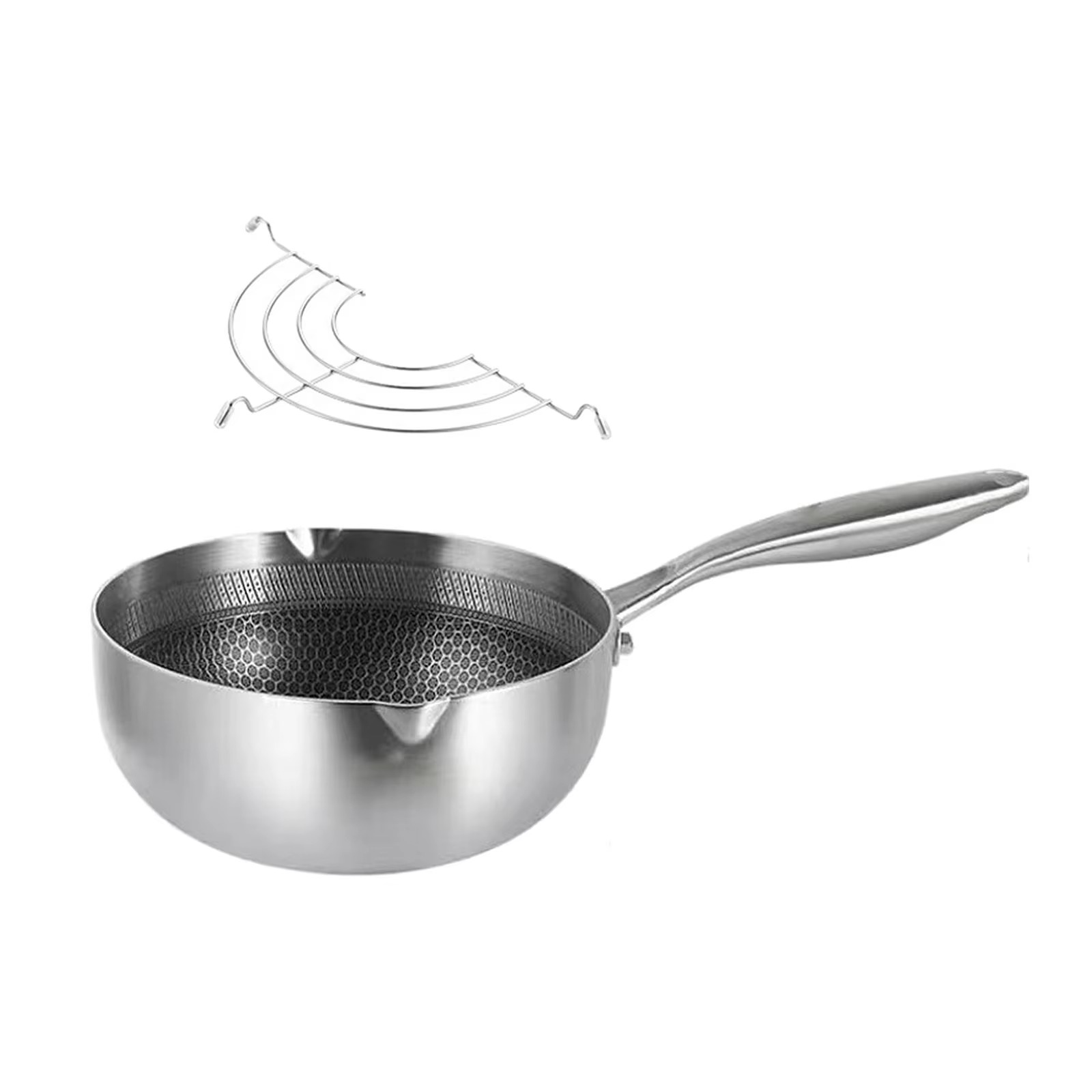 Japanese Tempura Fryer Pan with Oil Draining Rack Milk Pot Saucer Deep Fryer Pot for Stew Sauce Chicken Fries Dried FisH