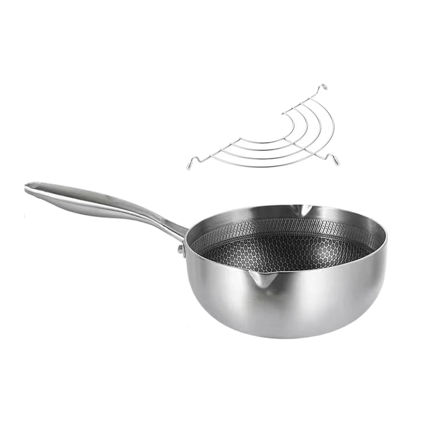 Japanese Tempura Fryer Pan with Oil Draining Rack Milk Pot Saucer Deep Fryer Pot for Stew Sauce Chicken Fries Dried FisH