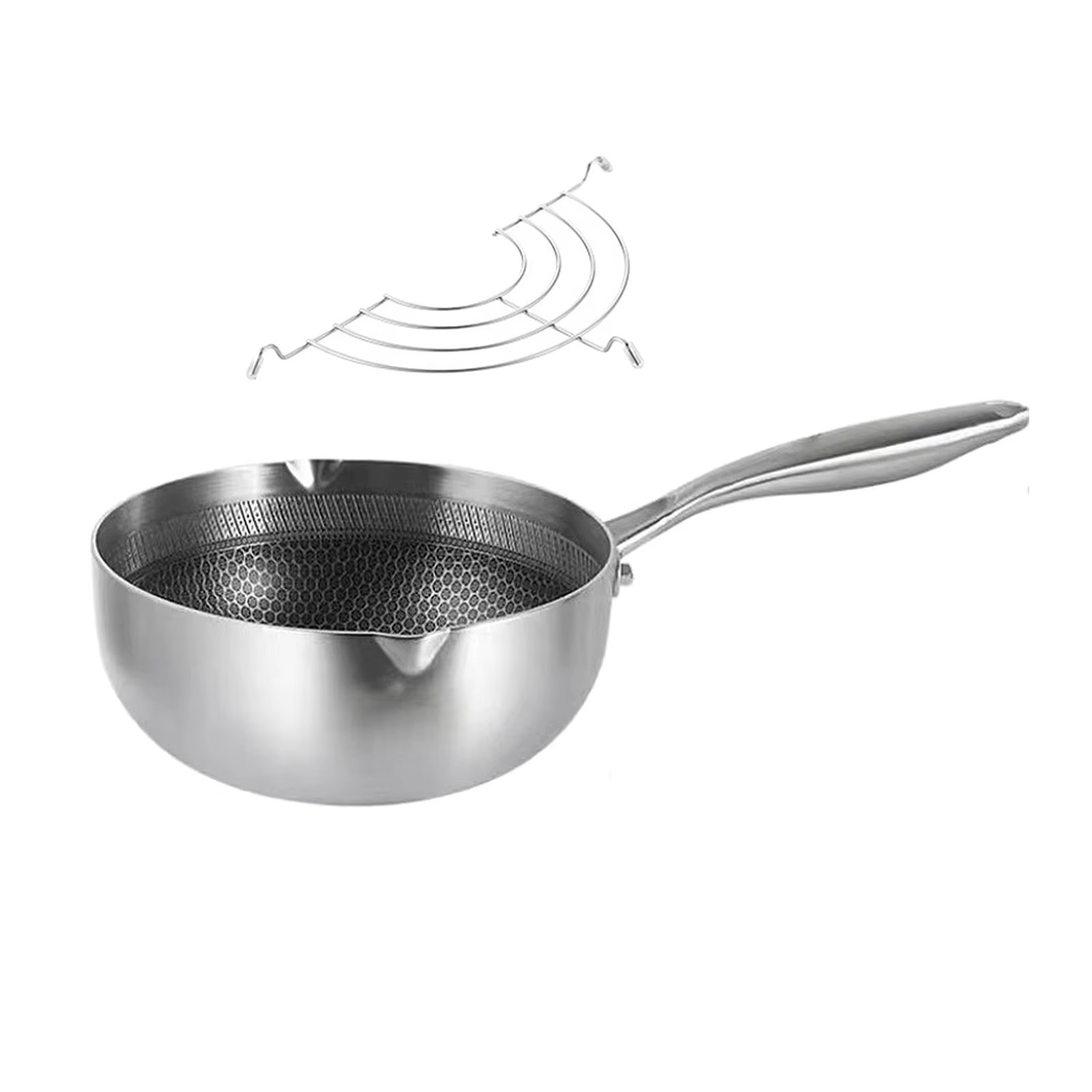 Japanese Tempura Fryer Pan with Oil Draining Rack Milk Pot Saucer Deep Fryer Pot for Stew Sauce Chicken Fries Dried FisH