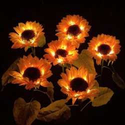 LED Solar Sunflower Garden Lamp – 3 Head Decorative Outdoor Light