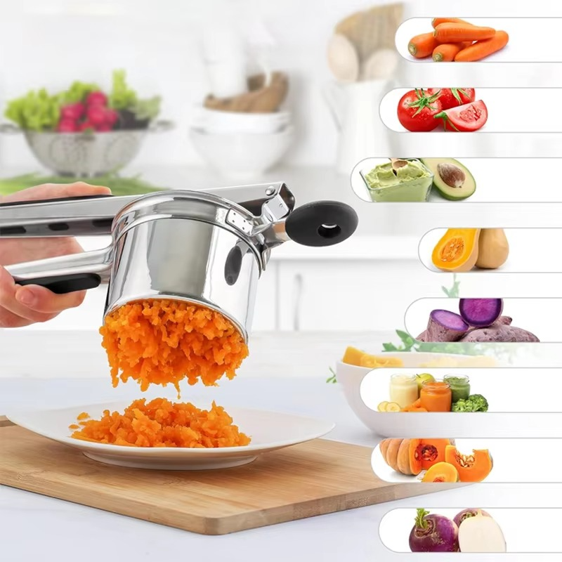Potato Ricer,3 Interchangeable Discs Potato Masher Stainless Steel for Fluffy Mashed Potatoes, for Gnocchi Spaghetti