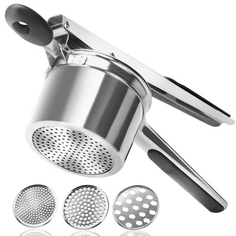 Potato Ricer,3 Interchangeable Discs Potato Masher Stainless Steel for Fluffy Mashed Potatoes, for Gnocchi Spaghetti