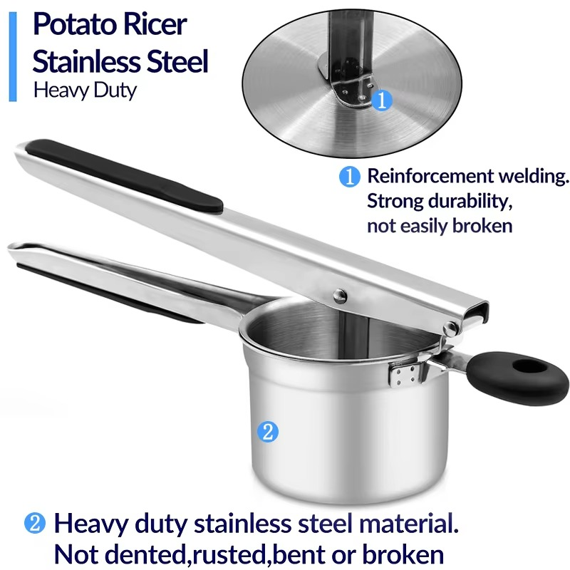 1pc Stainless Steel Potato Ricer, Manual Masher For Potatoes, Fruits, Vegetables, Yams, Squash, Baby Food And More