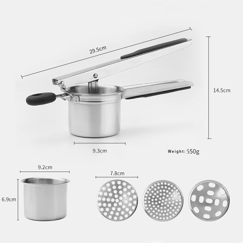 1pc Stainless Steel Potato Ricer, Manual Masher For Potatoes, Fruits, Vegetables, Yams, Squash, Baby Food And More