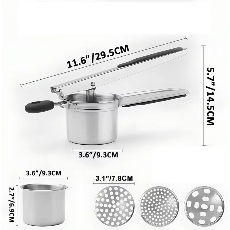 1pc Stainless Steel Potato Ricer, Manual Masher For Potatoes, Fruits, Vegetables, Yams, Squash, Baby Food And More