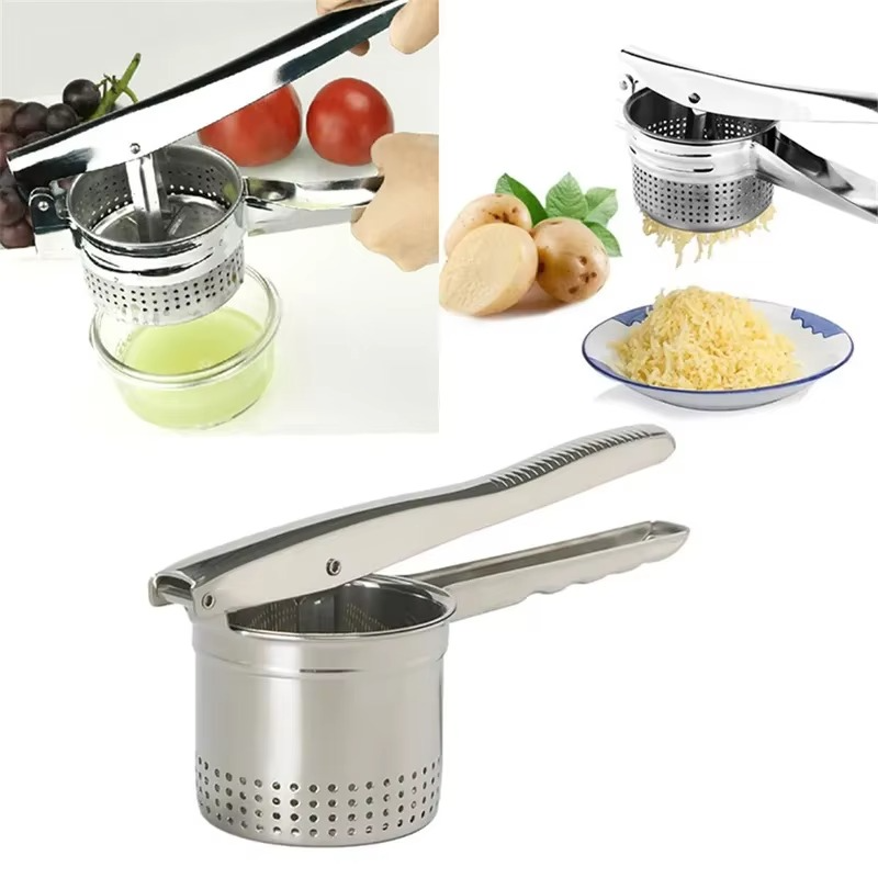 Hand Juicer Masher Ricer Press Mashed Potatoes Stainless Steel Crushing Puree Fruit Vegetable SqueezerJuicer Maker Kitchen Tool