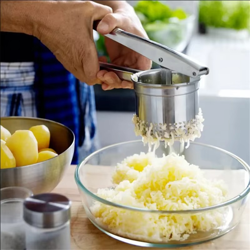 Hand Juicer Masher Ricer Press Mashed Potatoes Stainless Steel Crushing Puree Fruit Vegetable SqueezerJuicer Maker Kitchen Tool