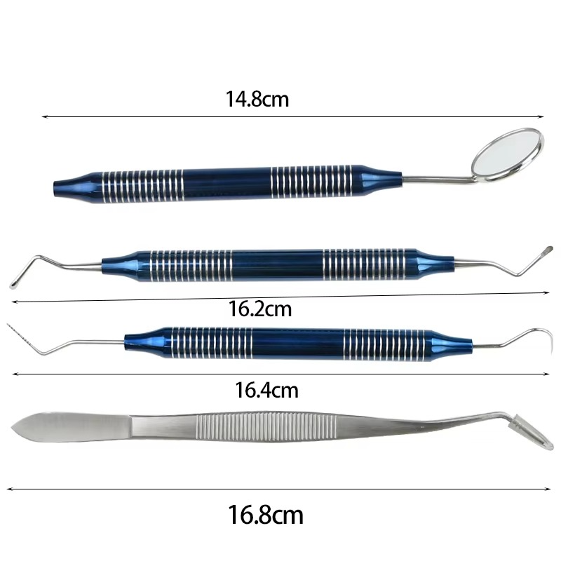 4Pcs Dental Hygiene Tool Kit Scraper Mirror Scaler Set Plaque Remover Stainless Steel Antibacteria Tool Set