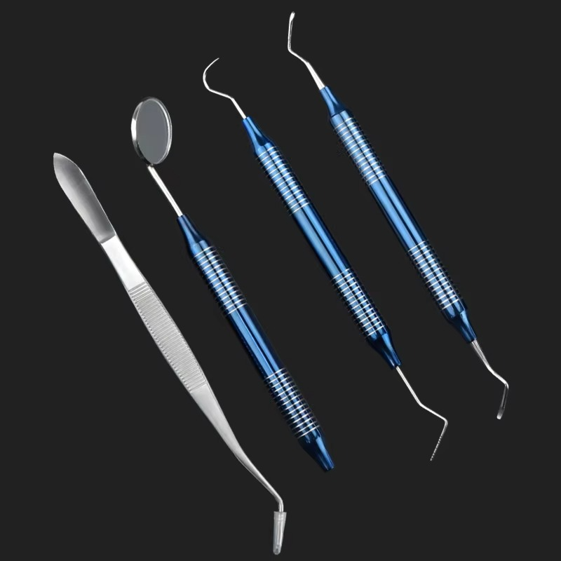 4Pcs Dental Hygiene Tool Kit Scraper Mirror Scaler Set Plaque Remover Stainless Steel Antibacteria Tool Set