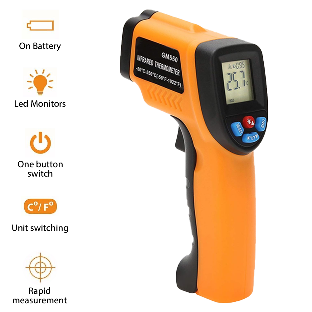 Laser Infrared Thermometer – Food Temperature Gun for BBQ, Pizza, and Smoker