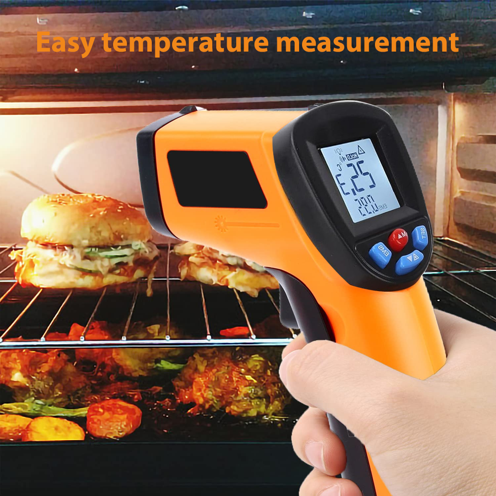 Laser Infrared Thermometer – Food Temperature Gun for BBQ, Pizza, and Smoker