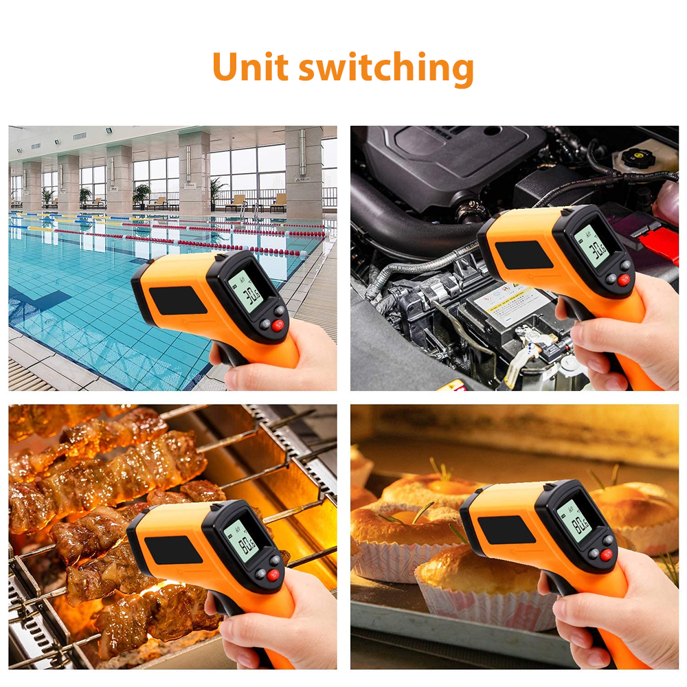 Laser Infrared Thermometer – Food Temperature Gun for BBQ, Pizza, and Smoker