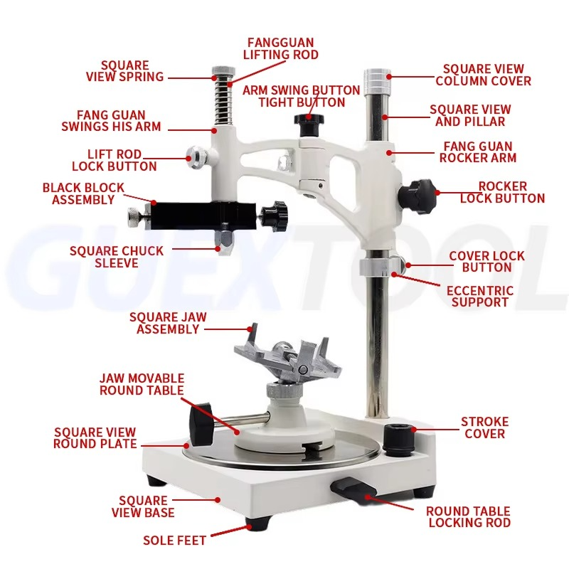 Dental Lab Equipment Parallelometer Square Base Surveyor Visualizer Lab Parallel Surveyor With Tools And Handpiece Holder Square
