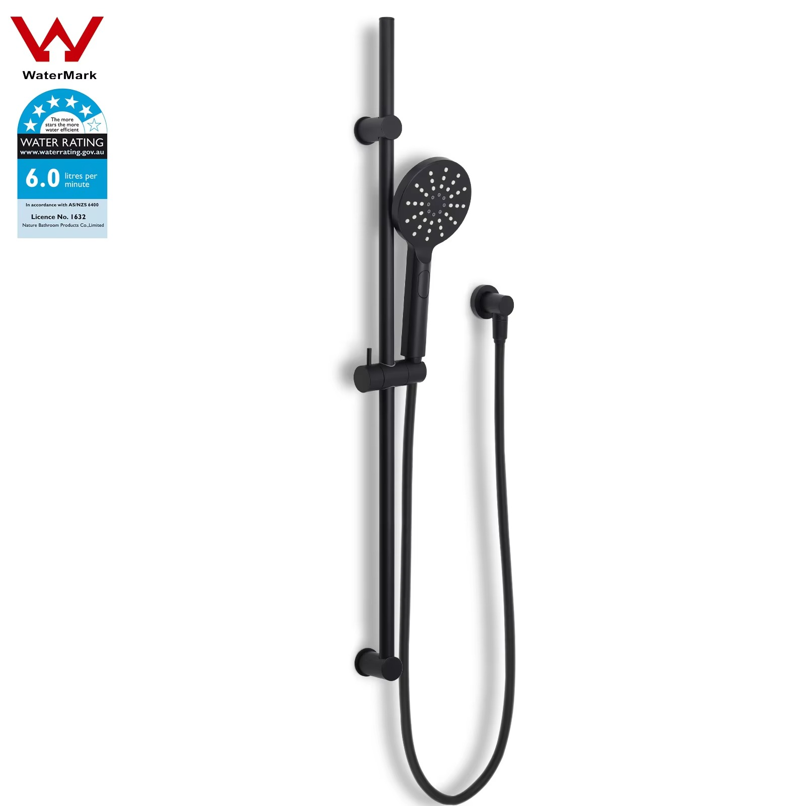 **Sydney Stock** KYLINS Matt Black 3-Mode Hand Held Shower Head Spray on 850mm Sliding Rail Set Kit Combo WaterMark WEL